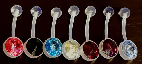 Barras de barra ombligo vientre embarazo maternidad PTFE Flexi Bioflex cirugía circonita cúbica cristal - Imagen 13 de 16