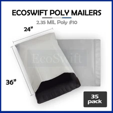 35 24x36 LARGE EcoSwift White Poly Mailers Shipping Envelopes Self Sealing Bags