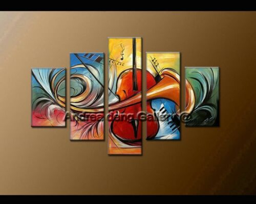 Handpainted Musical Abstract Oil Painting on Canvas Modern Wall Art 5 piece Deco - Picture 1 of 6