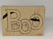 BOO Halloween - Wood / Rubber Stamp DRS 3.75 x 2.75