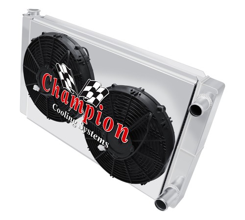 Radiador SR Champion 28" Ancho 3 Filas Serie Universal Doble Paso, Ventiladores 14", Cubierta - Imagen 1 de 9