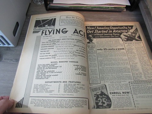 FLYING ACES OCTOBER 1940 AVIATION FACT, FICTION, MODEL BUILDING PULP - Picture 2 of 3
