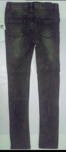 DKNY Stretch Denim Skinny Jeggings Ash Wash Sequin Patch Knee Girl's Size 8 NWT - Picture 2 of 12