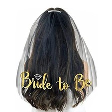 Gold Print Bride to be Veil Black Bride to be Veil for Bachelorette Party Sup...