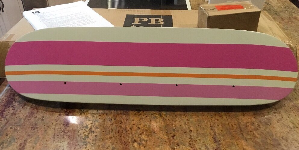 BNIB POTTERY BARN SKATEBOARD SHELF WITH HOOKS WHITE SKATEBOARD PINKS