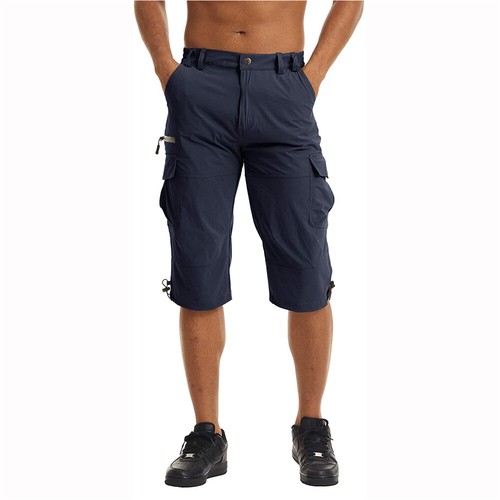 3/4 Cropped Trousers Capri Cargo Work Pants Men's Quick Dry Shorts Multi-pockets - Picture 29 of 37
