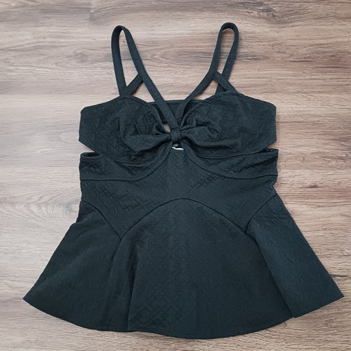 FREE PEOPLE SLEEVELESS JACQUARD CUT-OUT PEPLUM ROYALTY TOP - Size Small