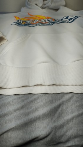 Pac Sun Fearless Hoodie Sweatshirt Men's Size Large White Sleeve Flames Script - Picture 7 of 18