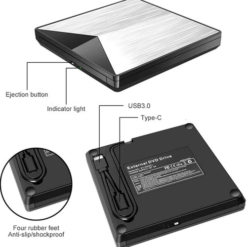 4K Genuine Burner External USB 3.0 Super Slim DVD BD Recorder Drive - Afbeelding 7 van 15