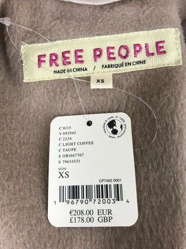 FREE PEOPLE 'Mari Solid' Oversized Blazer in Taupe/Light Coffee X-SMALL RRP £178 - Picture 21 of 23