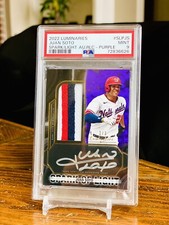Juan Soto /3 Color Game Used Purple Auto POP 1 Silver Ink 2022 Luminaries PSA 9
