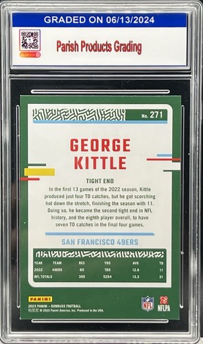 George Kittle 2023 Panini Donruss - #271 | Parish Products Grading 9 - Picture 2 of 2