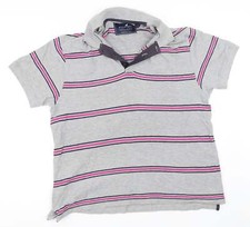 Stone Bay Mens Grey Striped Cotton Blend Polo Size M Collared