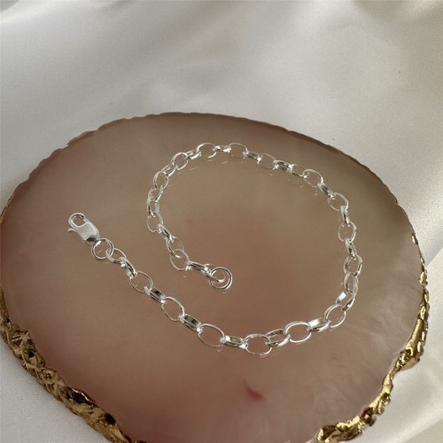 Sterling Silber leichte Rolo Kette Bettelarmband - Bild 2 von 30