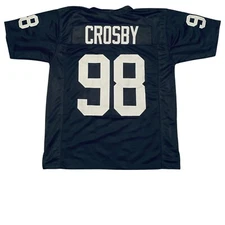 UNSIGNED CUSTOM Sewn Stitched Maxx Crosby Black Jersey - M, L, XL, 2XL