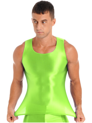 Men Glossy Tank Tops Sleeveless T-Shirt Swim Gym Fitness Workout Vest Sportswear - Picture 120 of 145