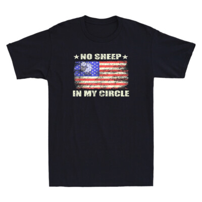 No Sheep In My Circle Sarcastic Sheeple Wake Up US Flag Vintage Men's T-Shirt