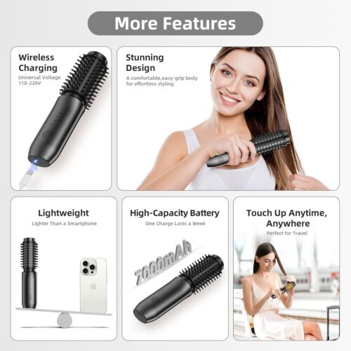 Cordless Heated Round Brush 1.5 INCH Styling Hairbrush – Black New in Sealed Box - Picture 7 of 7