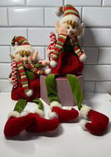 Two plush Elf shelf sitters. Perfect for Christmas decor 