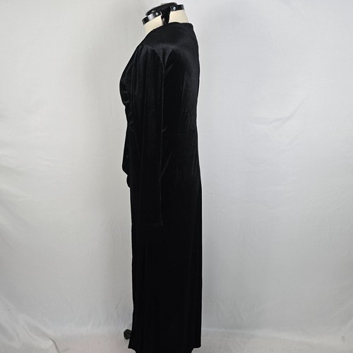 Babalet Maternity Dress Womens XXL Black Velour Maxi Wrap Long Sleeve A Babalaya - Picture 19 of 21