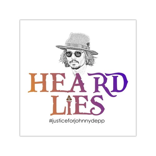 Adesivo quadrato HEARD BUGIE con CACCA LETTO giustizia per processo JOHNNY DEPP - Foto 11 di 11