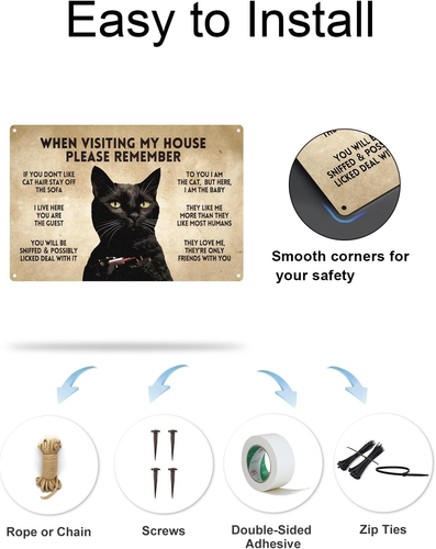 Lustiges Poster Katzenliebhaber Geschenk - Bei Besuch in meinem Haus bitte denken - - Bild 7 von 8