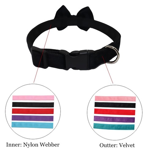 WDPAWS Dog Collar with Bowtie Soft Velvet Material with Quick Release Buckle for - Picture 5 of 6