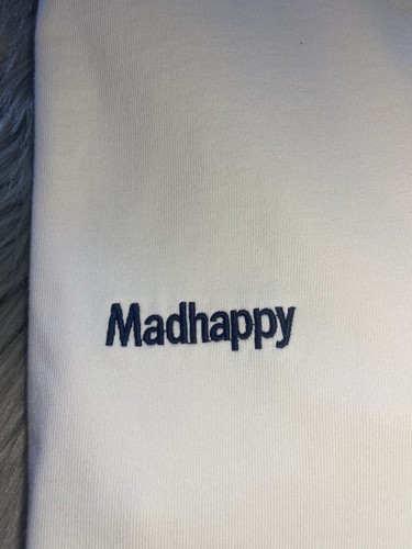 Madhappy Ivory Classic T Shirt Embroidered Logo XL Cotton Crew Neck Heavy Jersey - Picture 9 of 14
