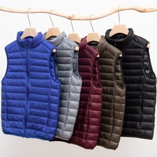 Mens Duck Down Padded Quilted Gilet Vest Casual Sleeveless Jacket Waistcoat Top