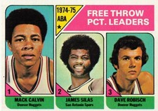 CALVIN, SILAS, ROBISCH 1975-76 TOPPS BASKETBALL #224 FREE THROW LEADERS