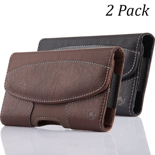 2x Horizontal Leather Case with Belt Clip Holster Belt Loop for iPhone 6 7 8Plus - Picture 1 of 11