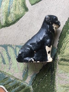 Vintage-Chalkware-1940-Black-White-Sitting-Bulldog-Pug-Dog