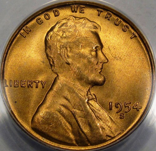 1954-S/S RPM Lincoln Cent Superb Gem BU ANACS MS-67 RED... So NICE & Fully RED!! - Picture 3 of 8