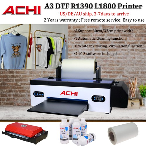 DTF A3 Printer Direct to Film Tshirt Flatbed Heat Transfer EPSON1800 500ML INK  - Picture 1 of 17