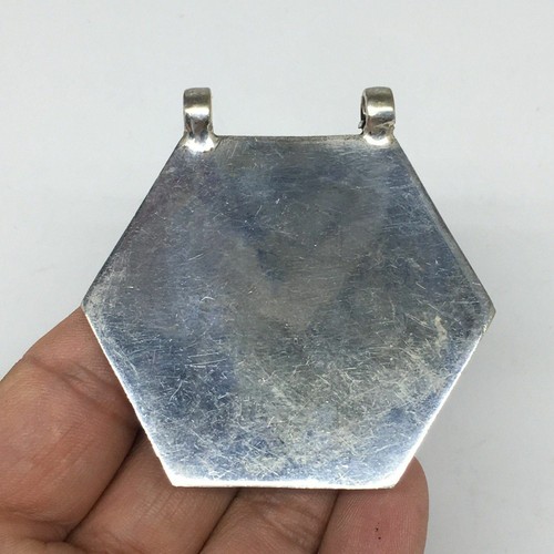 1pc,2.4"x2.4"x0.6",Turkmen Pendant Red Coral Inlay Hexagon Shape Statement,TN604 - Bild 3 von 8