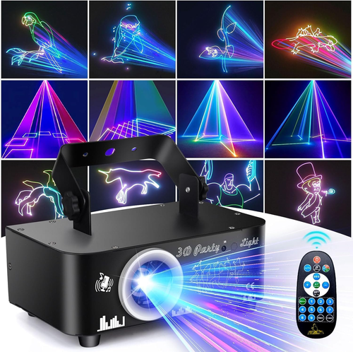 DJ Laser Party Lights, 3D Animation RGB Laser Stage Lighting, DMX512 Music Sound - Picture 12 of 12