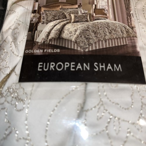 J Queen New York   One Golden Fields European Sham New in Package. Cream N Gold - Picture 2 of 7