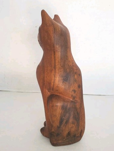 Hand Carved Wooden Cat Figure Collectable Vintage Folk Art Standing 8 1/8" - Picture 7 of 17