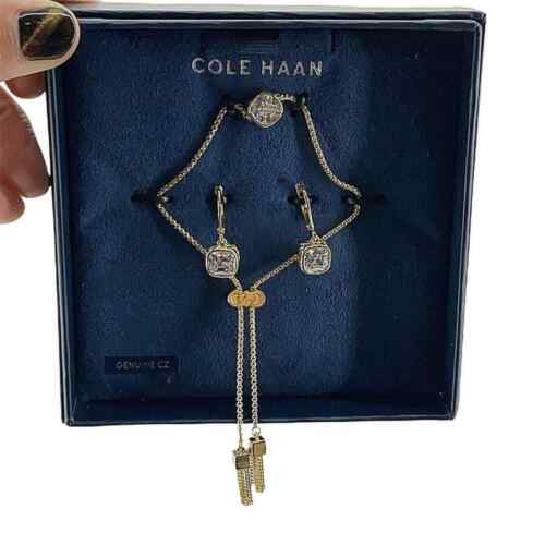 Cole Haan CZ Crystal Earrings Bracelet Boxed Gift Set Cubic Zirconia - Picture 1 of 6