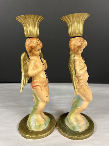 Vintage Engel spielen Instrumente Kerzenständer Italien Gummi Kunststoff 7,5 Zoll - Bild 2 von 7