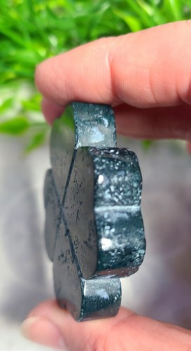 2" 53g Lucky Green Moss Agate Four Leaf Clover Crystal Carving Luck Of The Irish - Picture 2 of 13