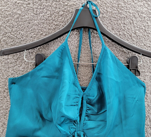 FRENCH CONNECTION Inu Satin Halter Top Women's M Ocean Depths V-Neck Pullover - 第 2/14 張圖片