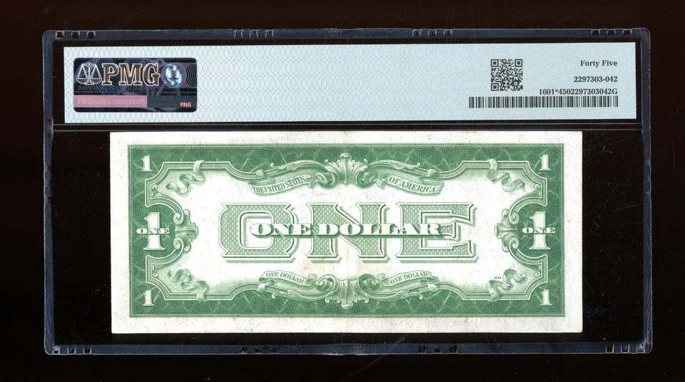 DBR 1928-A $1 Silver Funnyback STAR Fr. 1601* PMG 45 Serial *32783074A - Image 2 of 2