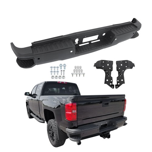 New Black Rear Bumper Assembly Fit For 2015-2019 Silverado Sierra 2500 3500 - Picture 2 of 16