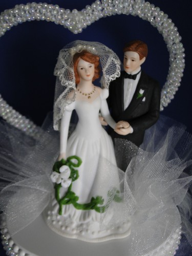 New Elegant Wedding Dancing Couple Caketopper, Crystal Heart, white decor #277 - Picture 2 of 8