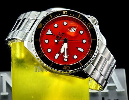 Orologio Uomo Invicta Pro Diver St SVIZZERO Quarzo Acciaio 46Mm Quadrante Arancione Data - Foto 7 di 16
