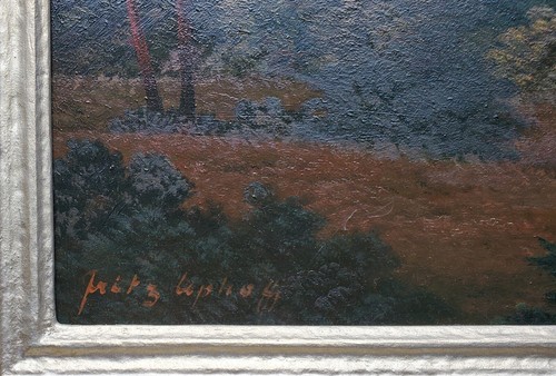 Dipinto olio paesaggio palude alberi Germania settentrionale Fritz Uphoff firmato - Foto 14 di 15