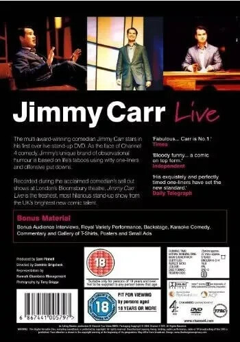 Jimmy Carr: Live DVD (2004) Dominic Brigstocke cert 18 NEW - Picture 2 of 2