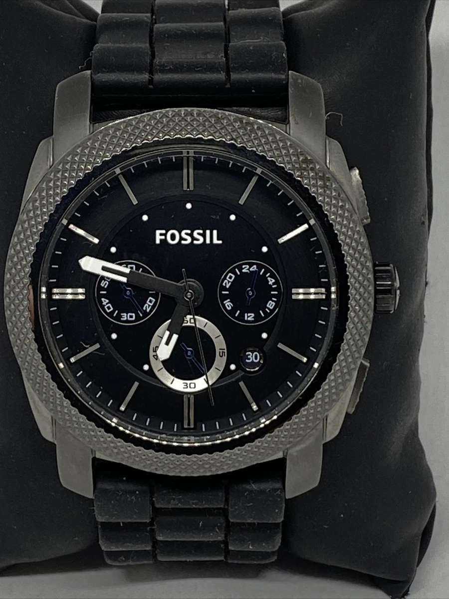Fossil Machine FS4487 Men s Black Silicone Analog Black Dial