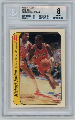 **READ** 1986-87 Fleer - Stickers Michael Jordan #8 (RC) BGS 8